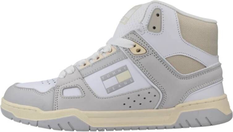 TOMMY JEANS Droid Mid Dames Hoge sneakers Leren Sneaker Dames Grijs