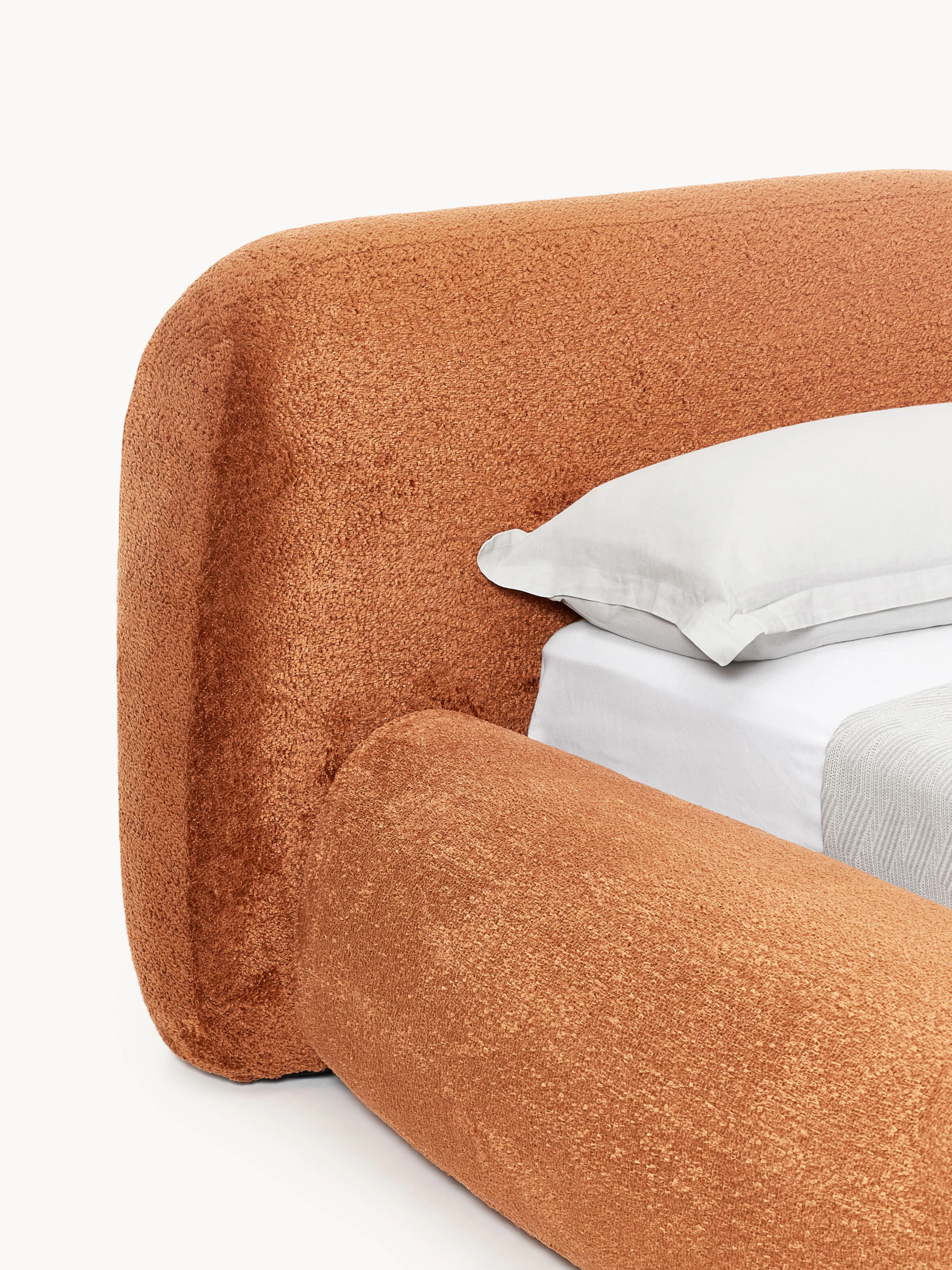 Gestoffeerd teddy bouclé bed Wolke