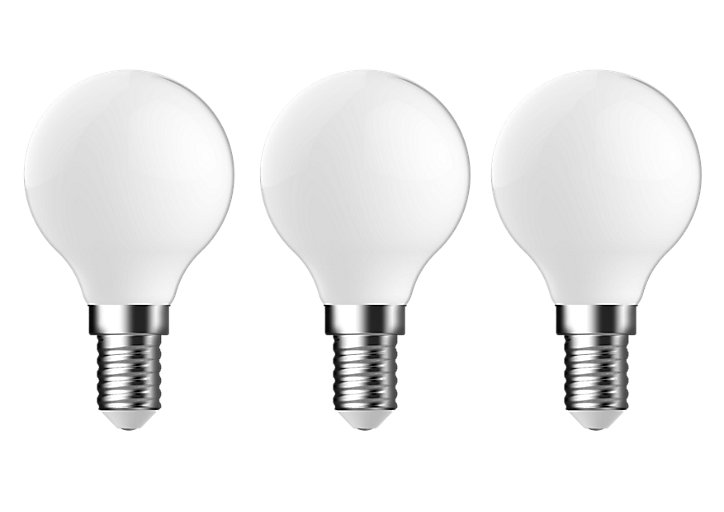 Lot 3 ampoules LED à filament mini globe E14 470lm 3.4W = 40W Ø4.5cm IPX4 Diall blanc neutre