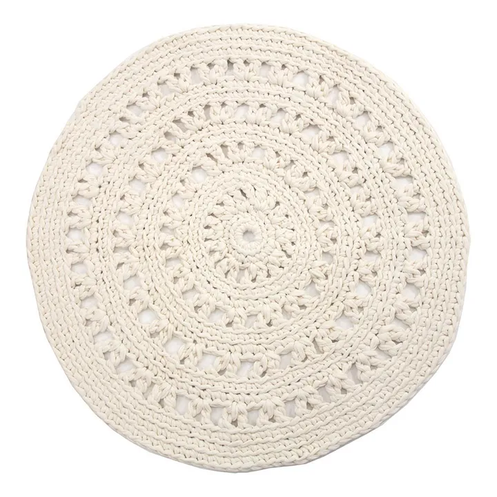 Naco Tapis rond crochet | Ecru