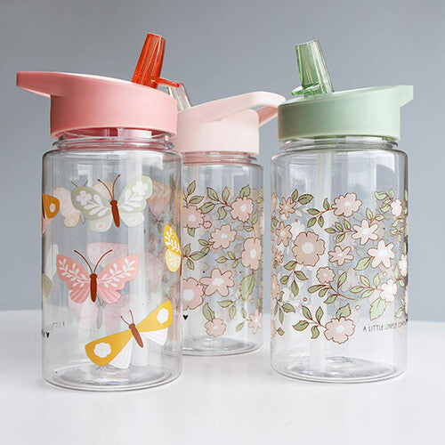 A little lovely company drinkfles met rietje - vlinders - 450ml