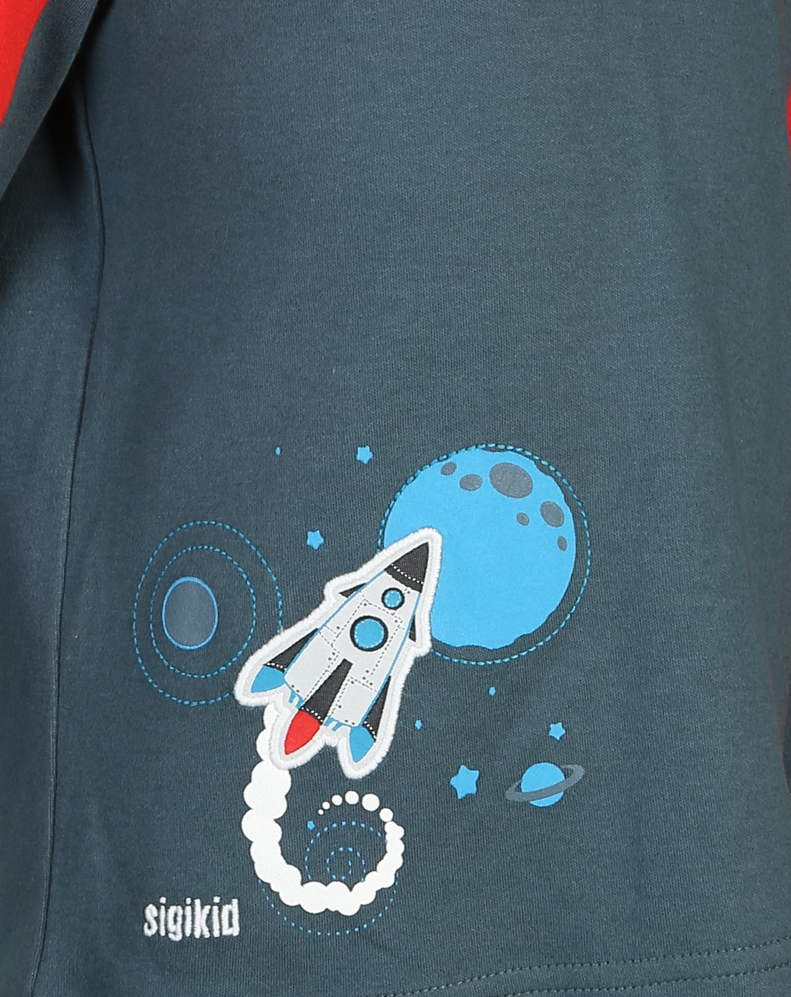 Kapuzen-Langarmshirt SPKids in graublau/rot
