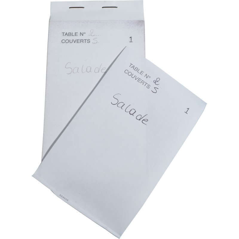 Bloc Maître d'Hôtel 50 feuillets autocopiants numérotés en tripli - 9,5 x 17 cm