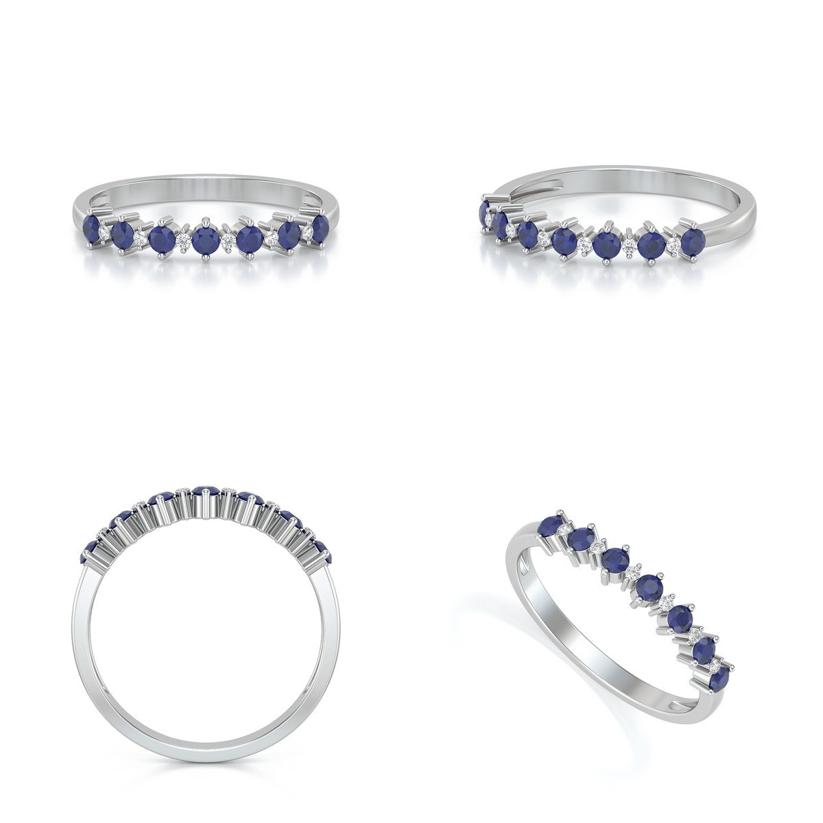 Bague ADEN Or 585 Blanc Saphir et diamants 1.7grs