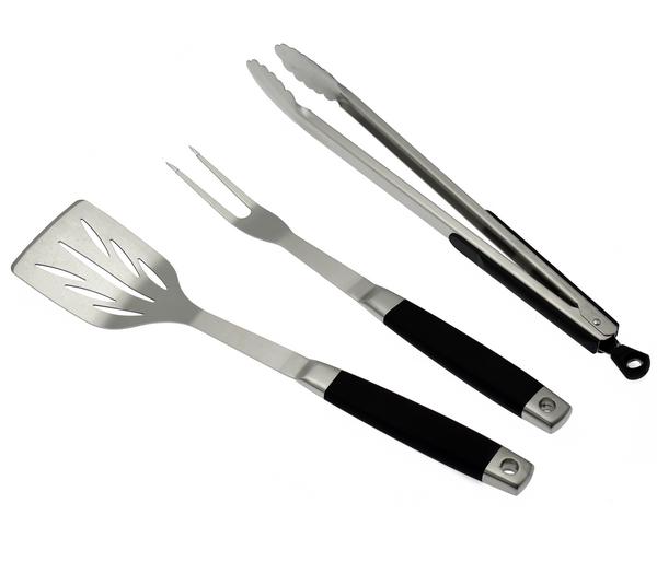 Dehner BBQ Edelstahl-Grillbesteck, 3-teilig