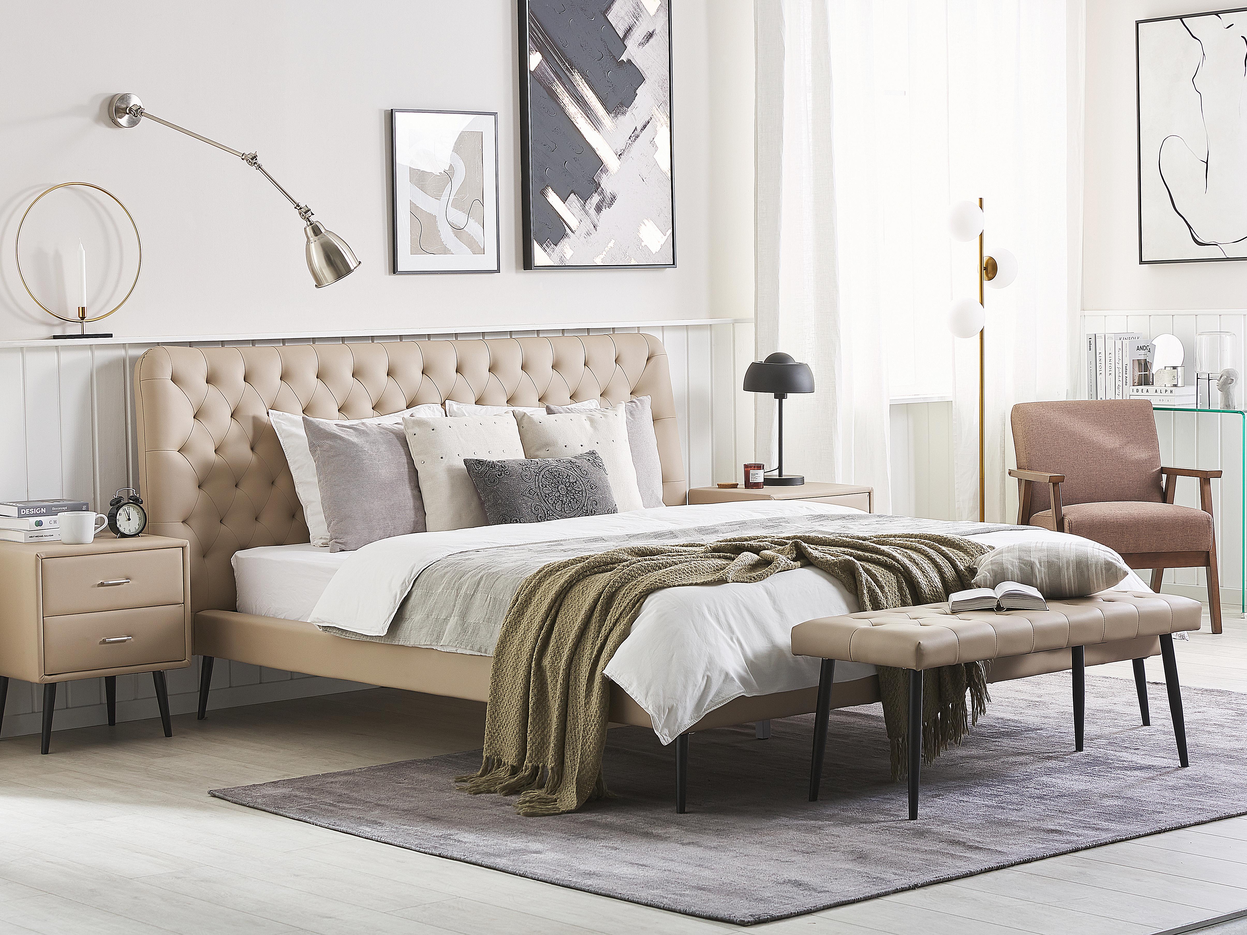 Slaapkamerset Kunstleer ESSONNE 160 x 200 cm Beige