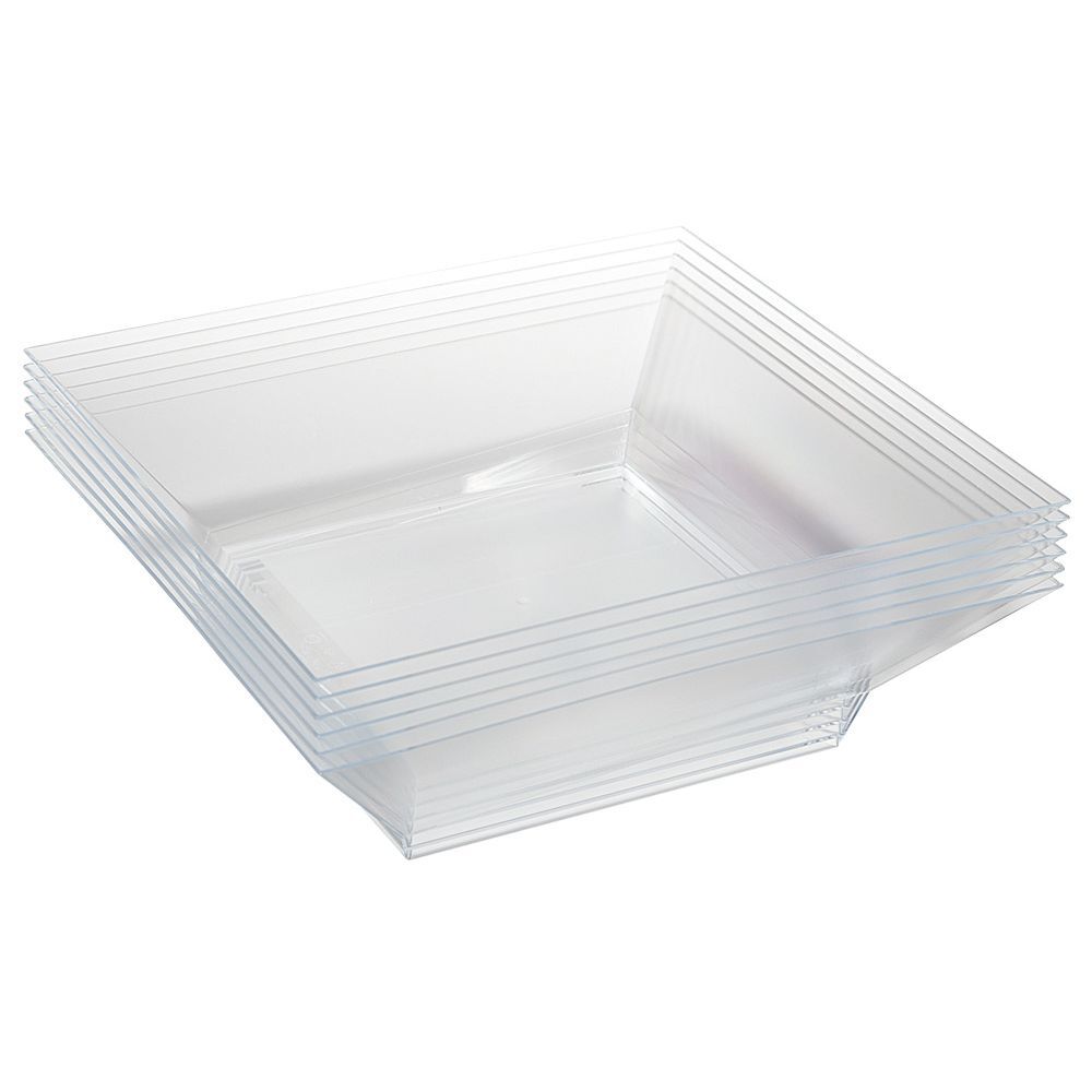 Saladier plastique carré transparent 22x22xH6,2 cm x12