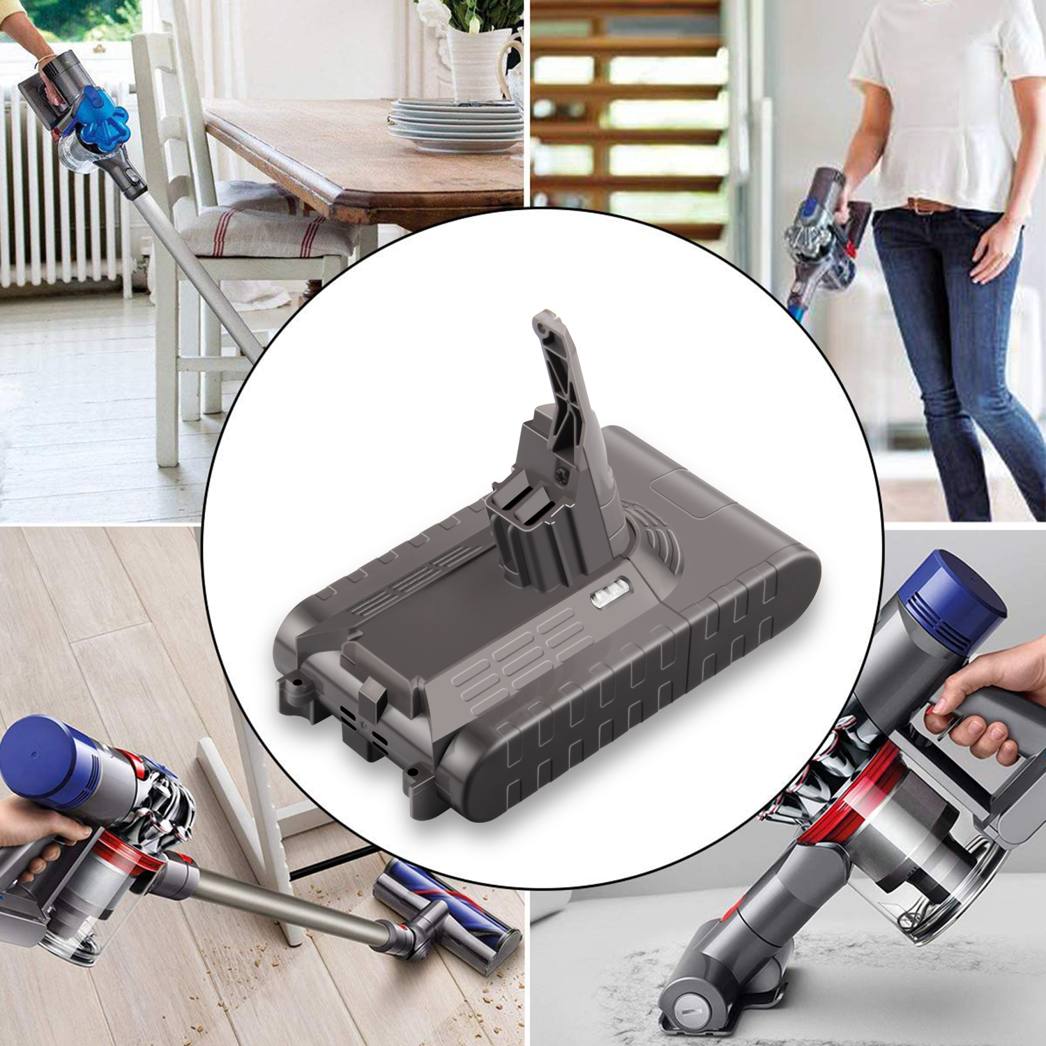 Dyson V8 Ersatz Akku Staubsaugerakku 21.6V / 3000mAh (AV8-6134) - Grau