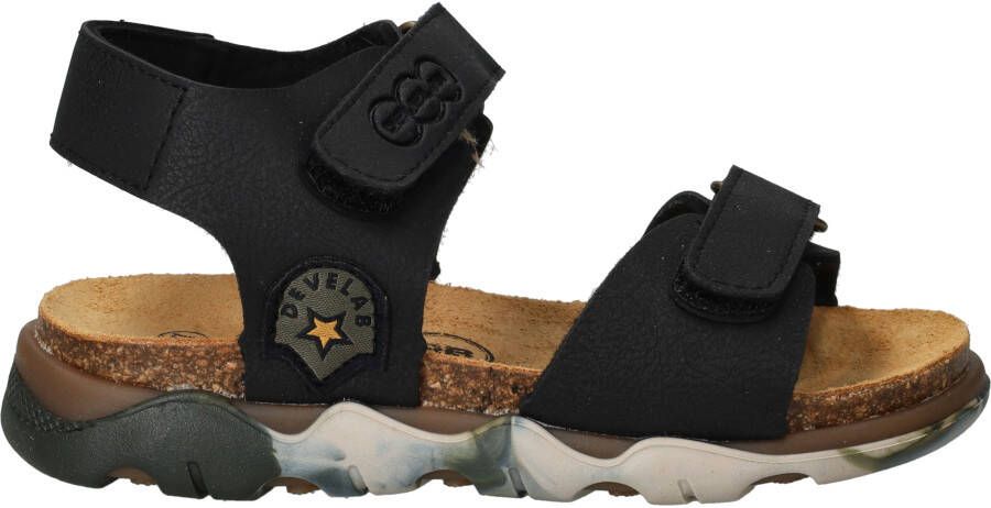 Develab Velcro Sandalen zwart Imitatieleer