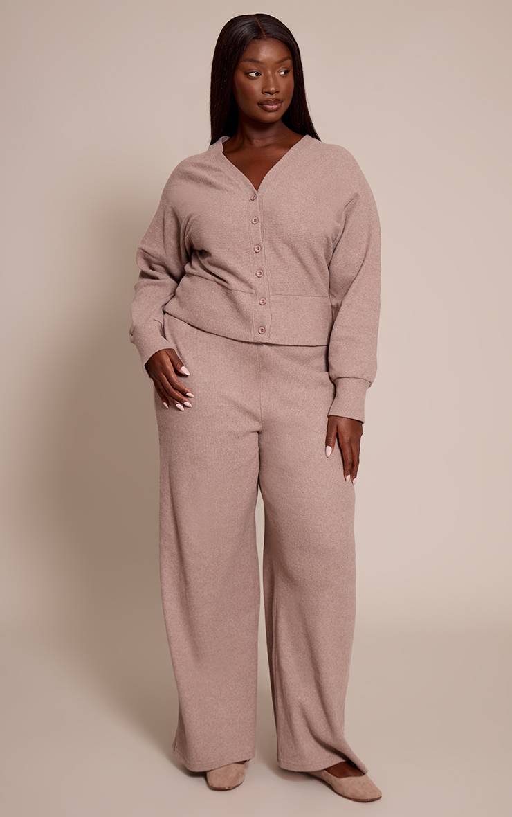 Champignon Pantalon Large Taille Basse Côtelé Doux Grande Taille Ensemble Coordonné