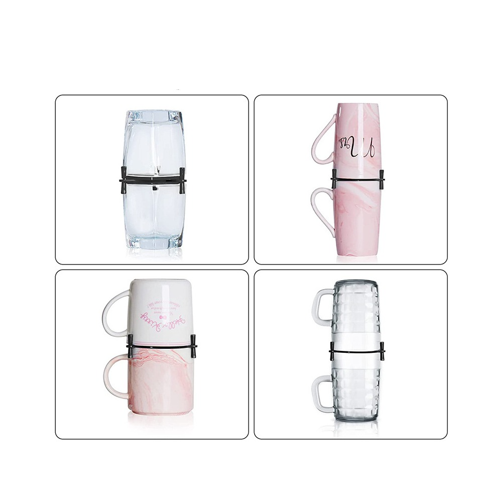 (Ø6-10cm) Verstellbarer Kaffee Tassen Stapler Küchen Schrank Gläser Organizer Cup Aufbewahrung - Schwarz