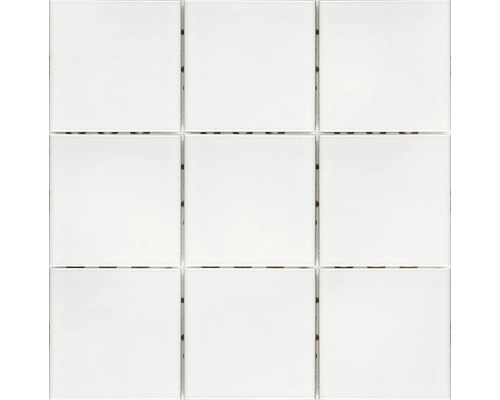 Keramisch mozaïek, mat wit, 30x30 cm, steenformaat 9,7 x 9,7 cm, 6 mm