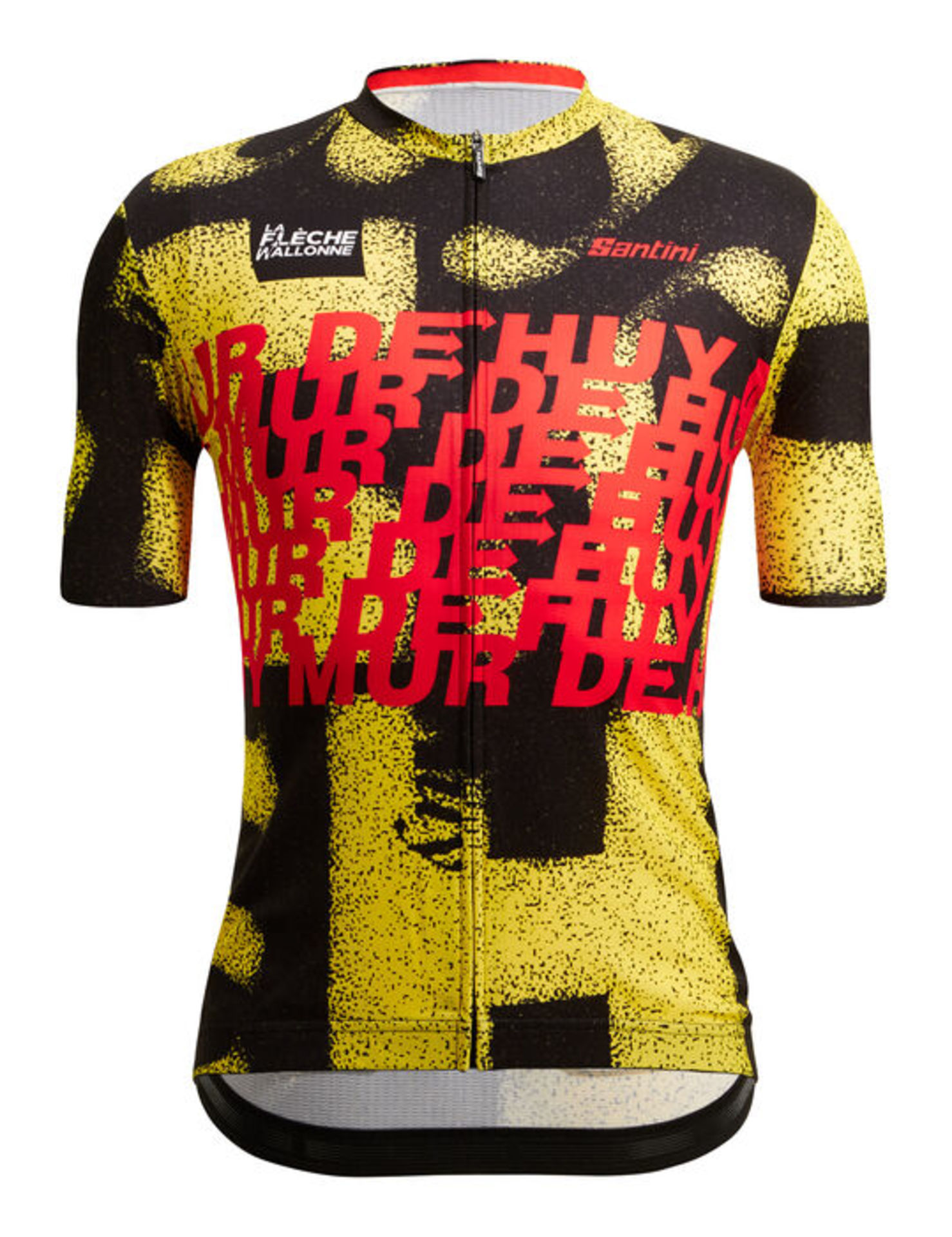 Santini LA FLECHE WALLONE Fietsshirt Korte Mouwen Geel/Zwart/Rood Heren