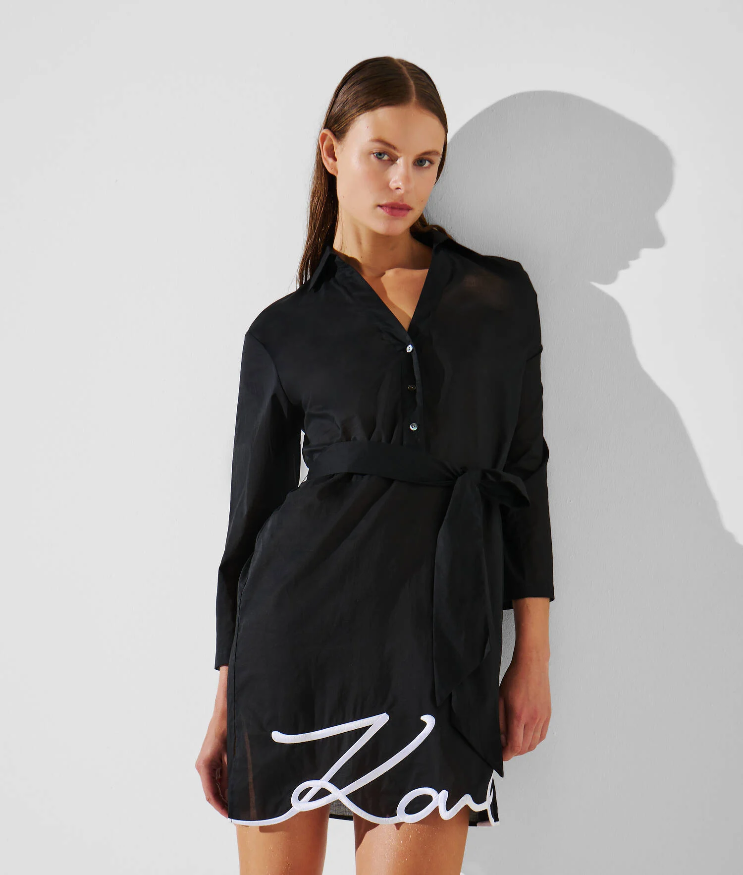 ROBE-CHEMISE DE PLAGE K/SIGNATURE - Noir