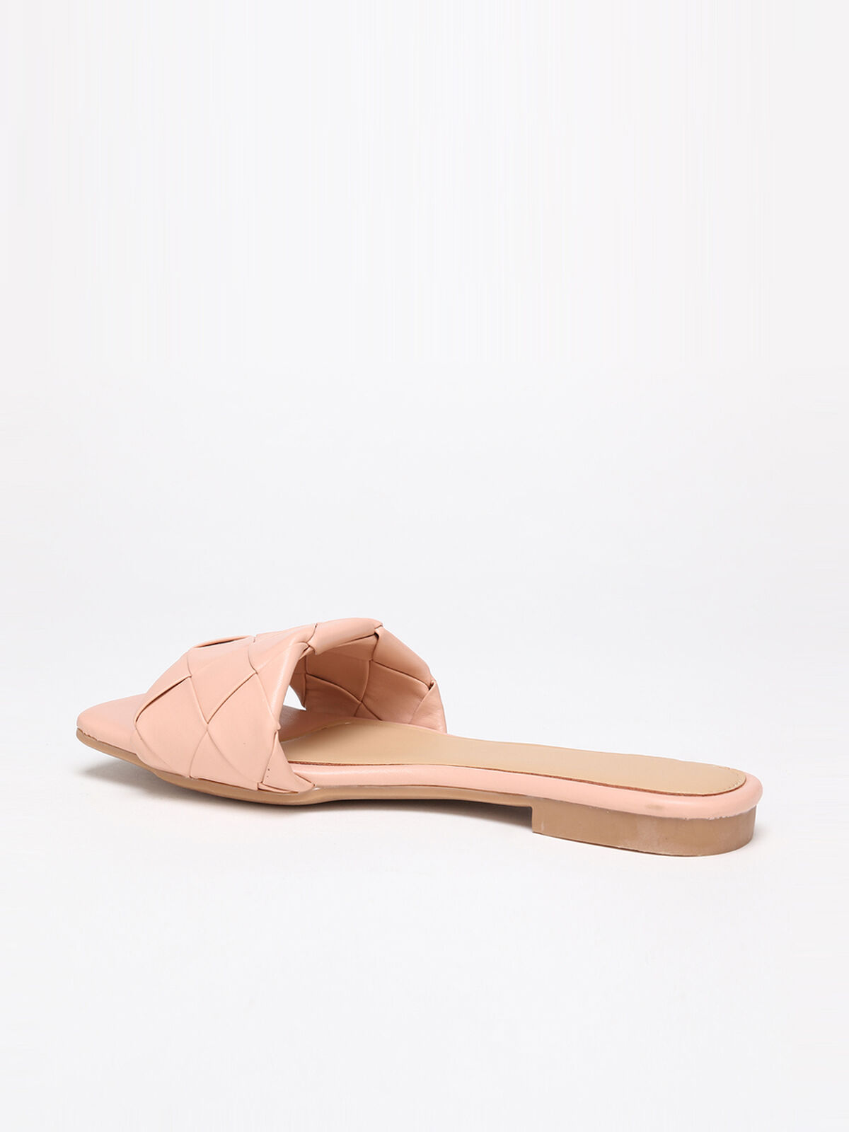 Mules à bout carré et bride tressée- Rose