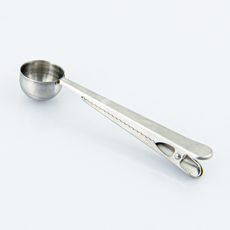 Cuillère doseuse pour café avec pince en inox