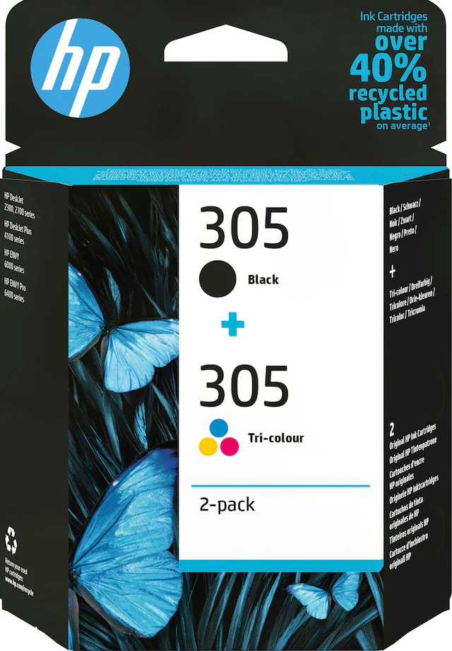 HP Nachfülltinte »305 2er-Pack 6ZD17AE,  Cyan/Magenta/Gelb/Schwarz« für HP Packung, 2 Stk. tlg. Instant Ink, Druckerpatrone original, Kombi