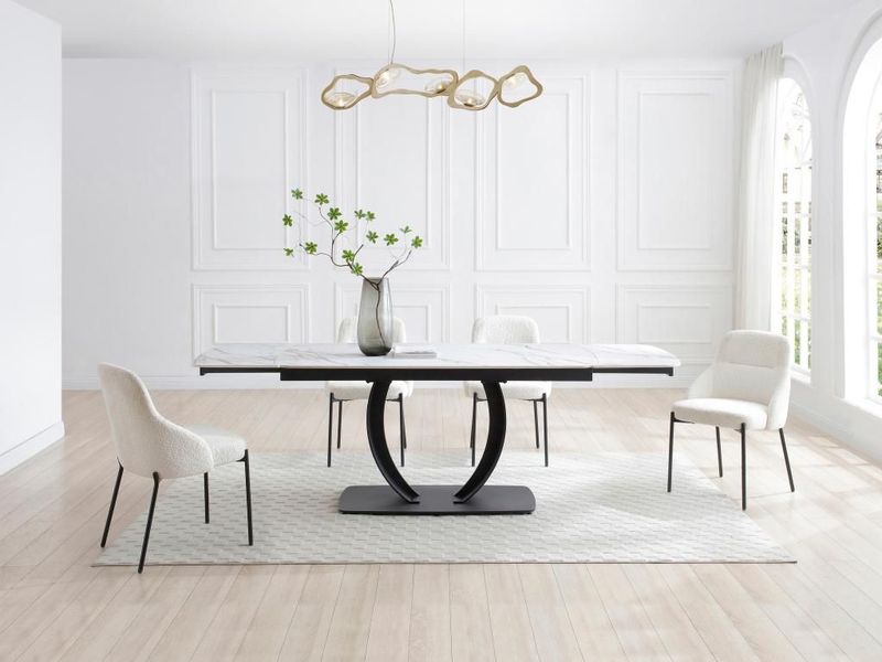 Eettafel - Wit - Keramiek - Uittrekbaar - 6 tot 10 Personen
