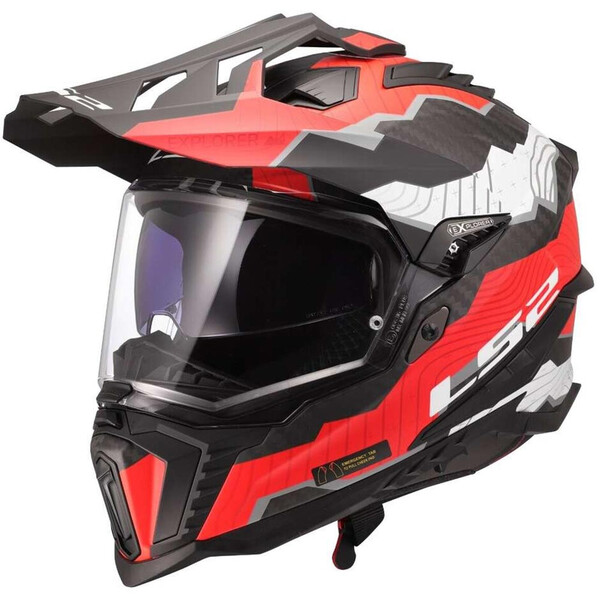 LS2 - Casque MX701 Explorer Carbon Trick Noir / Gris / Rouge