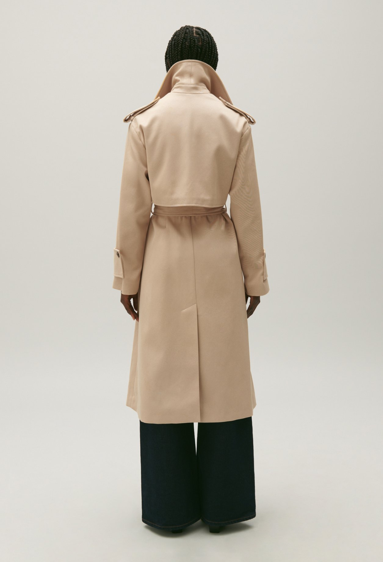 Trench long coton beige