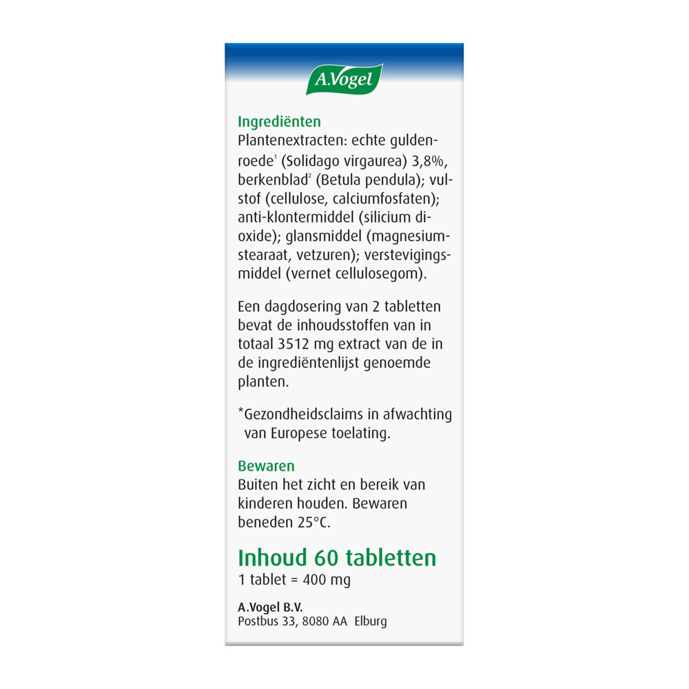 A.Vogel Solidago Vochthuishouding60 tabletten