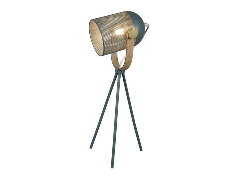 Lampe spot trépied en métal vert amande
