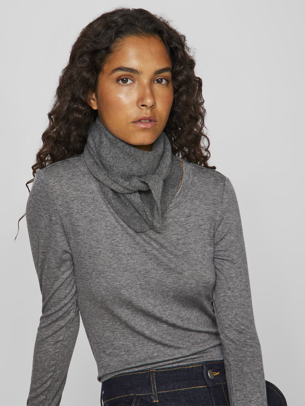 Vila  Vilola Small tørklæde - Medium Grey Melange