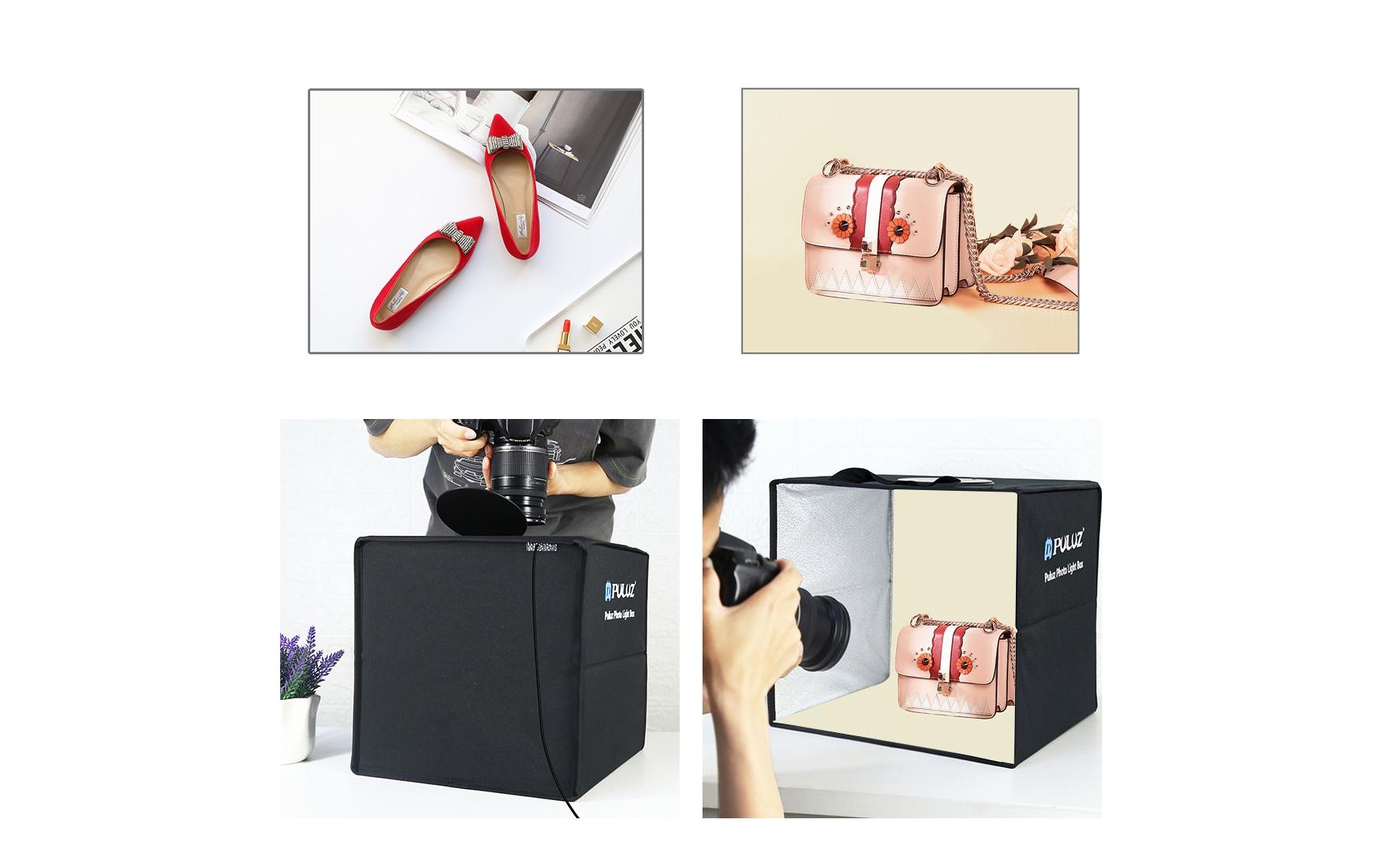 Aufnahmebox mit integrierter LED BeleuchtungKompaktes Mini-Fotostudio mit integrierter LED-Beleuchtung