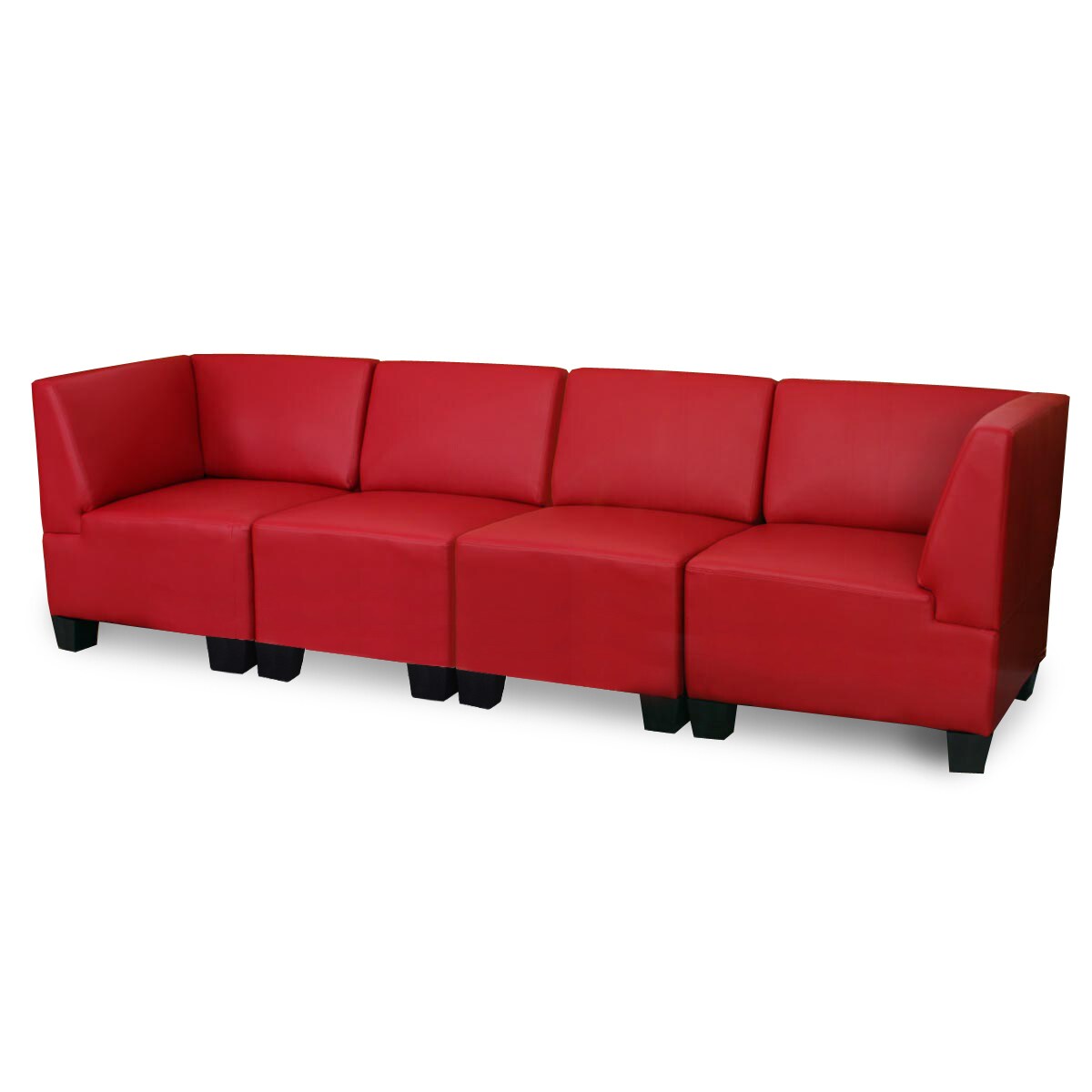 Modular 4-Sitzer Sofa Couch Moncalieri, hohe Armlehnen ~ rot, hohe Armlehnen