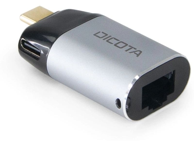 DICOTA Adapter USB Type-C - RJ-45 USB-C zu Ethernet Mini-Adapter mit PD 100W
