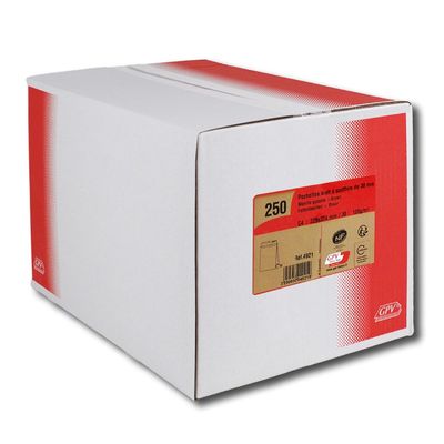 GPV Pack'n Post - 250 Pochettes kraft à soufflets C4 229 x 324 mm - 120 gr - bande adhésive