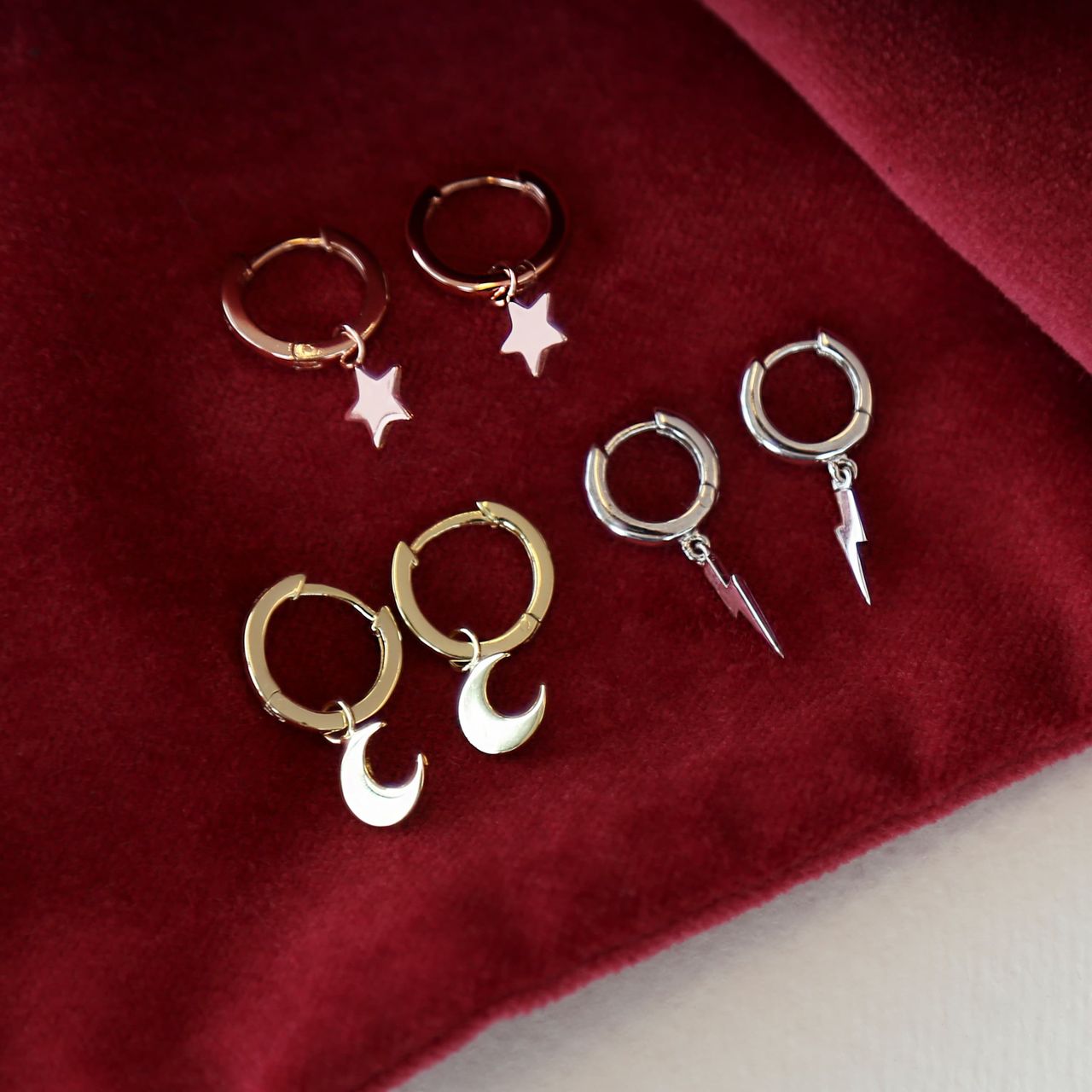 Zilveren oorbellen roseplated galaxy ster