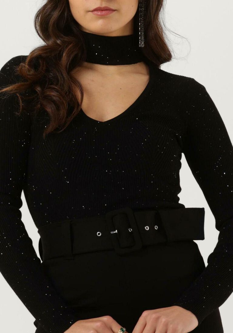 GUESS zwarte guess  ls micro sequin rib lea swtr