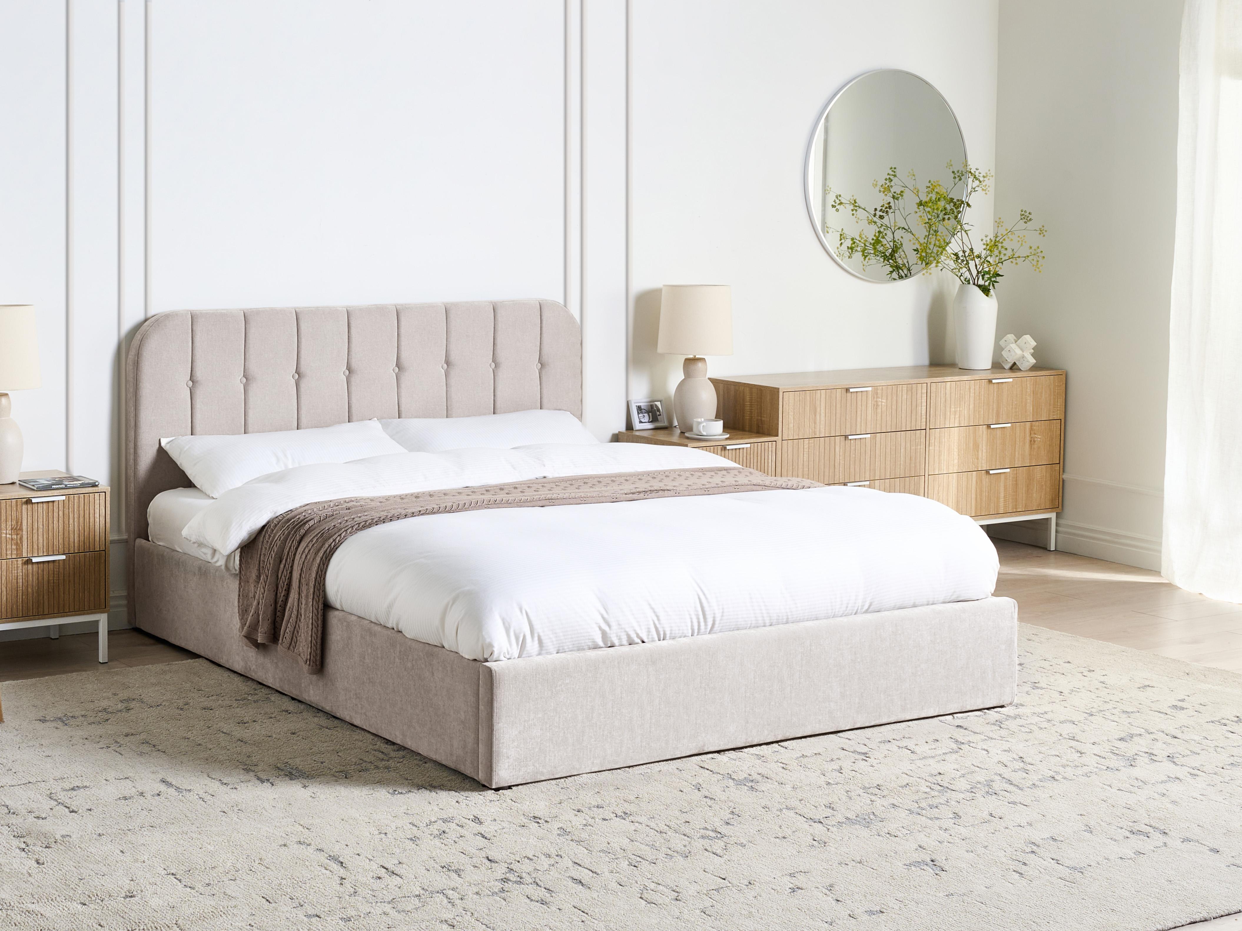 Bed met opbergruimte Chenille CHALLANS 160 x 200 cm Taupe
