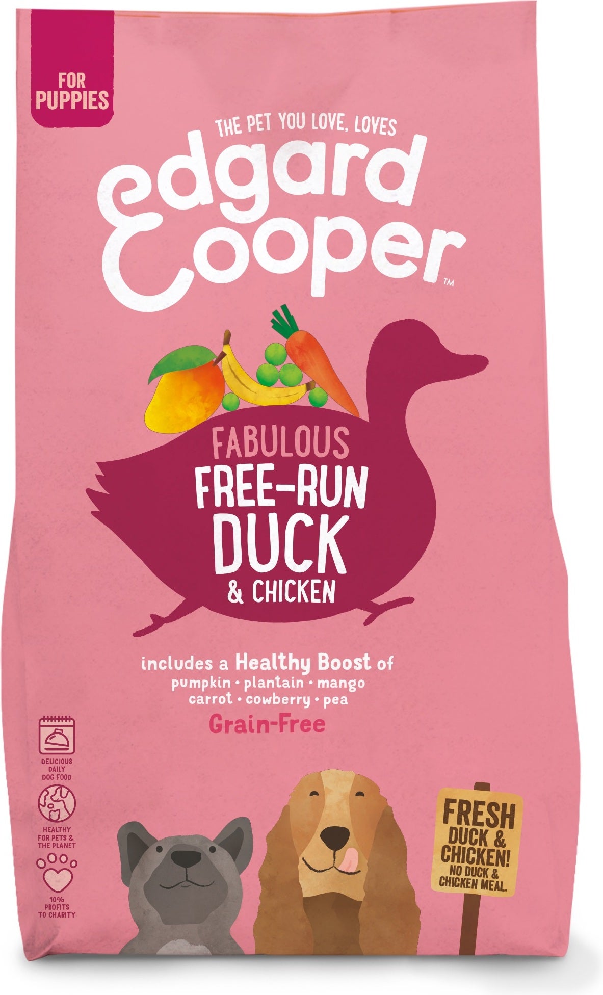 Edgard & Cooper hondenvoer verse scharreleend en kip puppy 2,5 kg