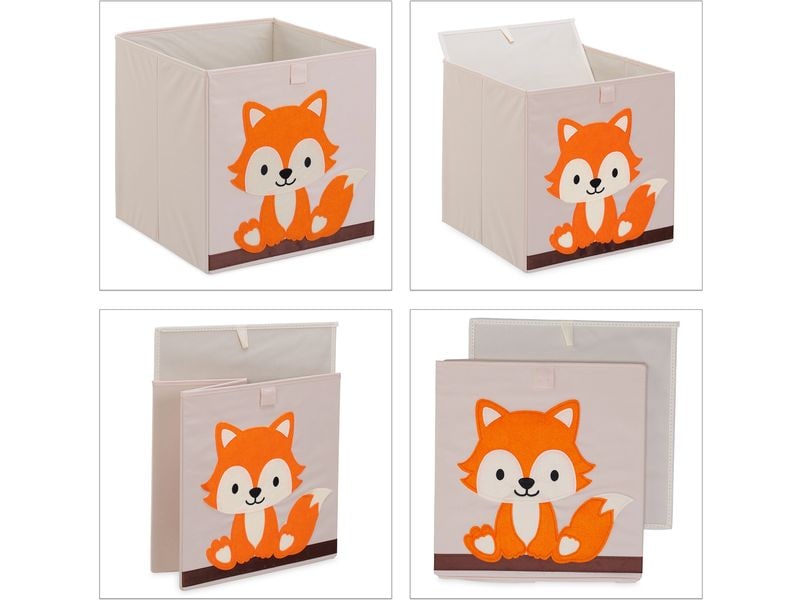 relaxdays Spielzeugbox Fuchs Faltbare Aufbewahrungsbox für das Kinderzimmer