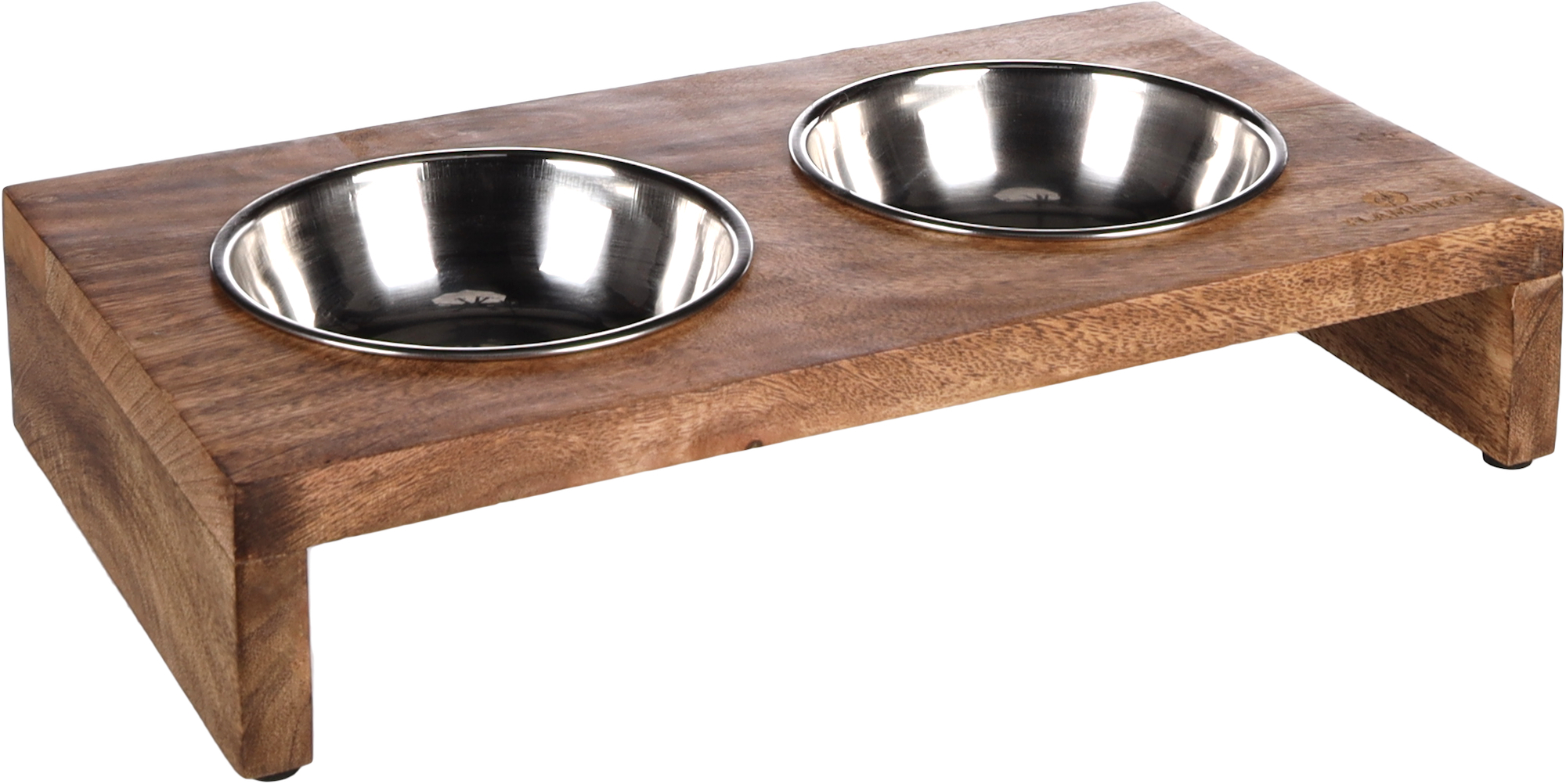 Flamingo f-521379 - Support Double Gamelle Bois et Inox pour Animaux
