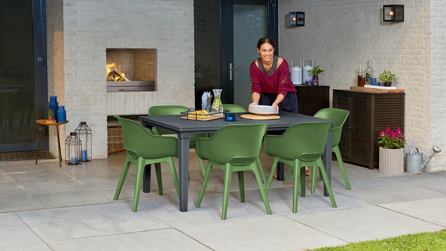 Keter Akola tuinstoel - 2 stuks - 55x56,5x80cm - Olijfgroen