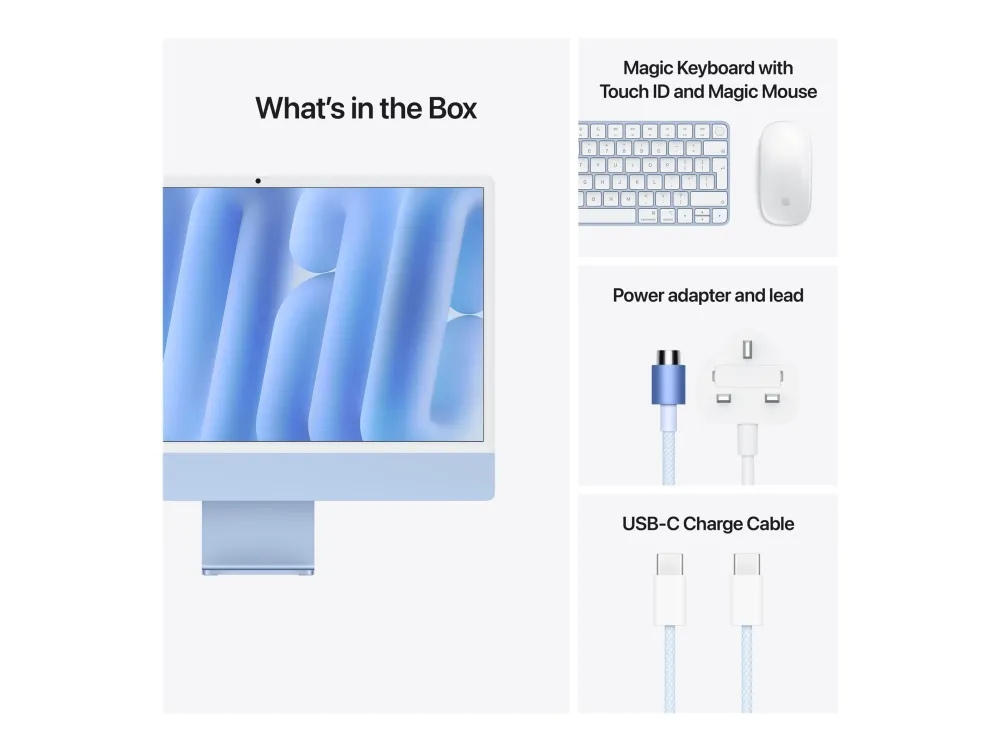 Apple iMac with 4.5K Retina display - Alt-i-én M4 - RAM 24 GB - SSD 512 GB - Apple M4 10-core - Gigabit Ethernet, IEEE 802.11ax (Wi-Fi 6E), Bluetooth 5.3 - macOS Sequoia 15.0 - skærm: LED 24