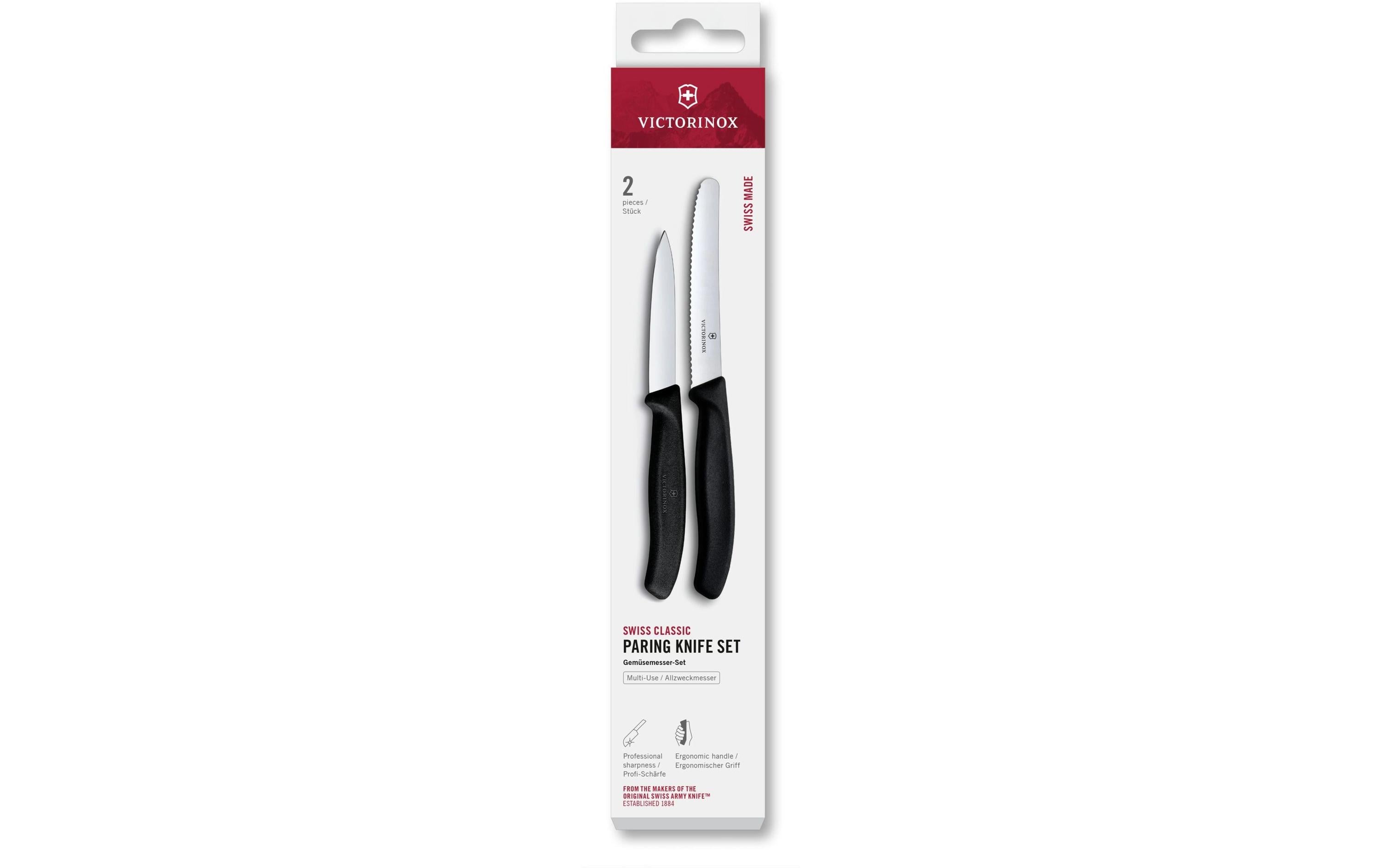 Gemüsemesser-Set Swiss Classic, SchwarzZweiteiliges Set für Tomaten und Gemüse