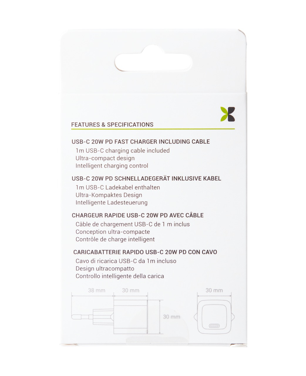 (20W) USB C Ladegerät Netzteil Fast Charger Power Delivery 3.0   (1m) USB C Ladekabel - Weiss