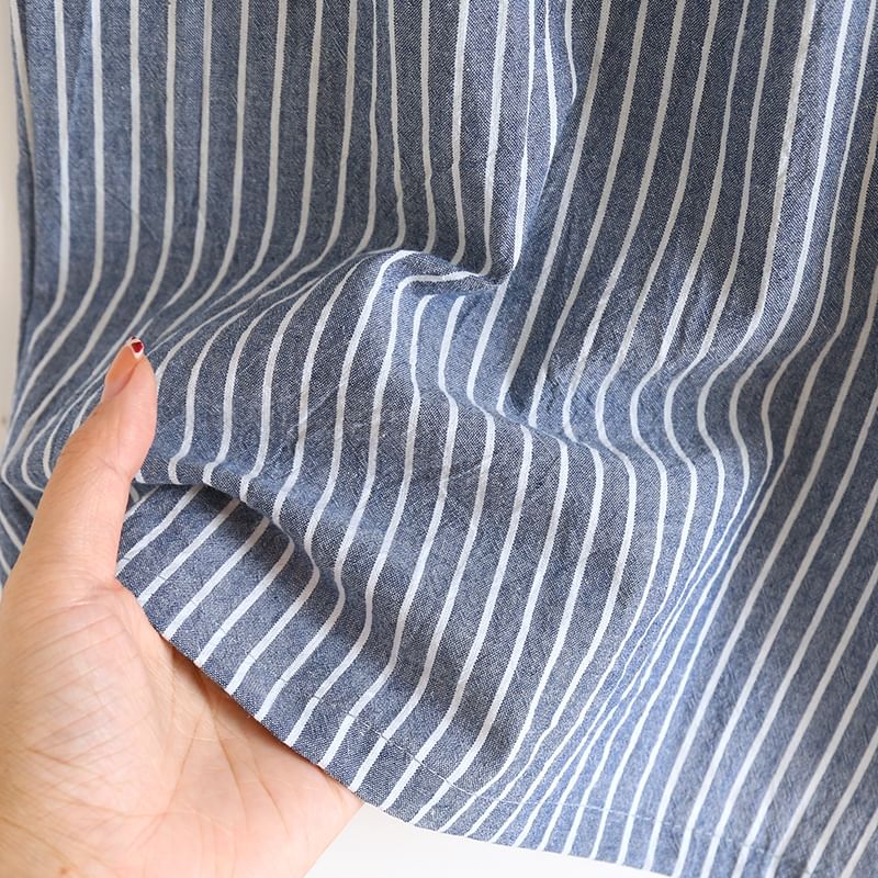 Finlies - Pyjamaset: gestreepte wikkeltop met korte mouwen + shorts