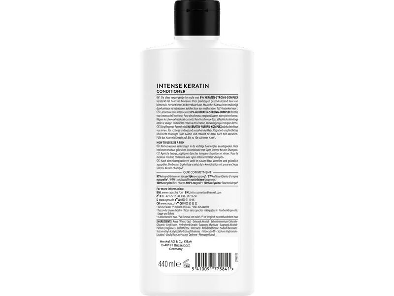 Syoss Haarspülung Intense Keratin 440 ml Conditioner glättet die Haarstruktur und reduziert Haarbruch