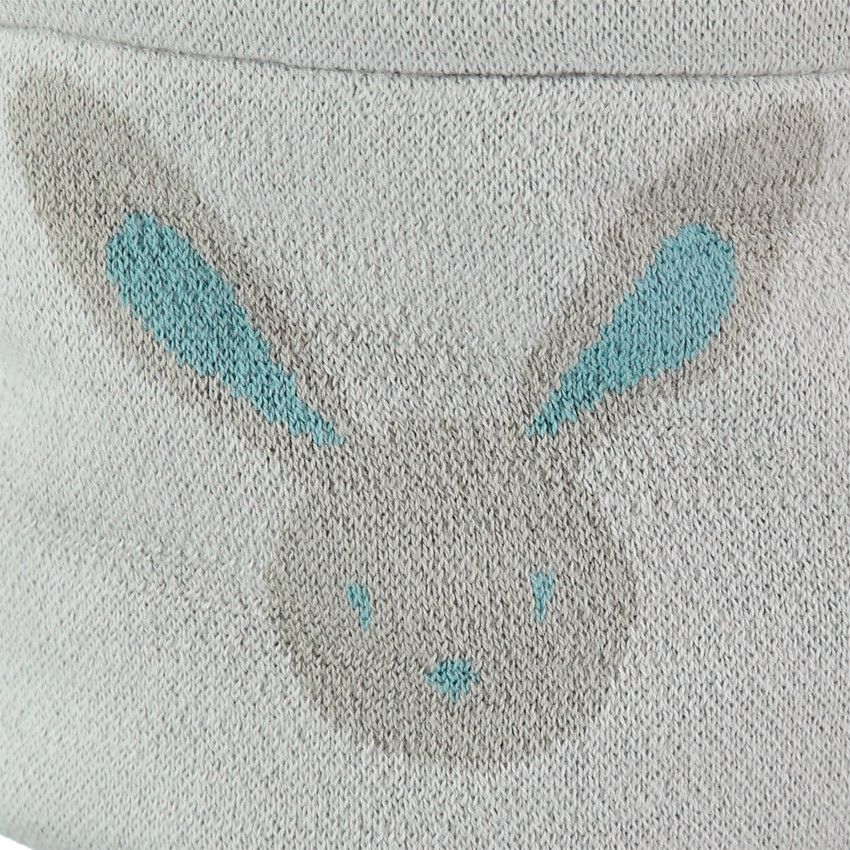 Panier de rangement en tricot motif lapin - Gris clair
