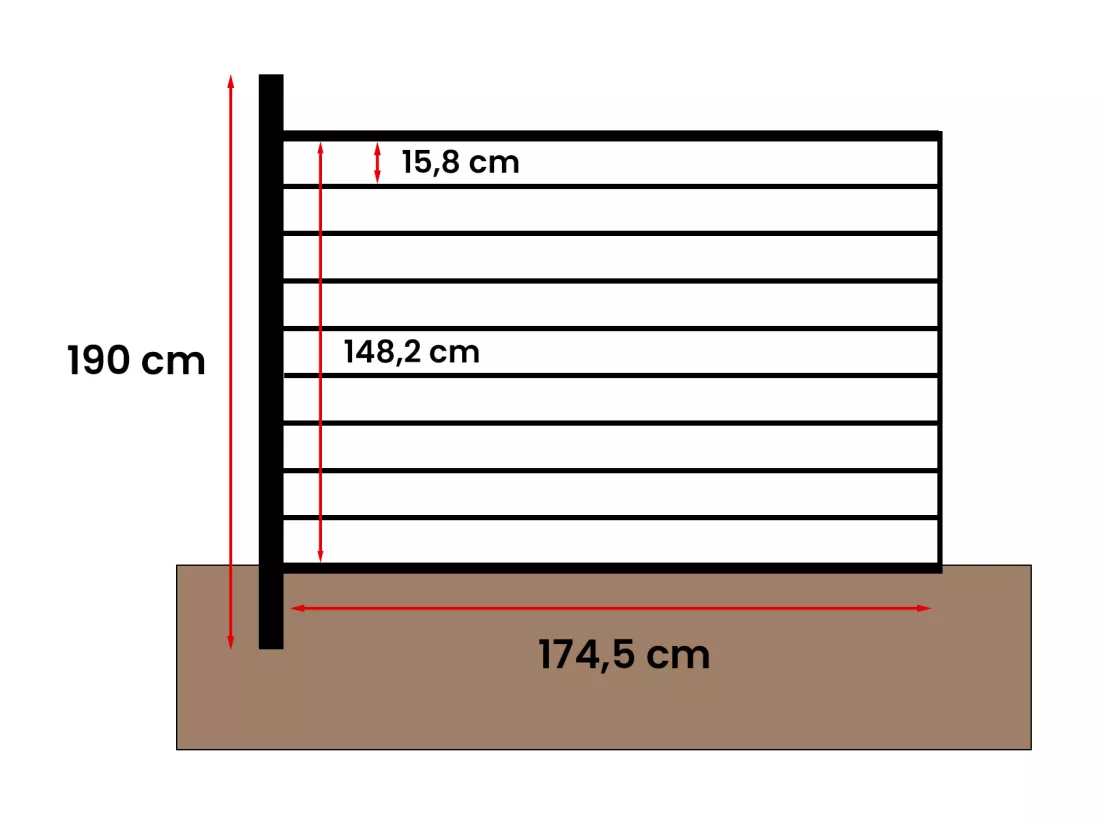Clôture à enterrer effet bois H148 cm - Kit de 9 lames en composite co-extrudé + 1 poteau anthracite - PALIZO