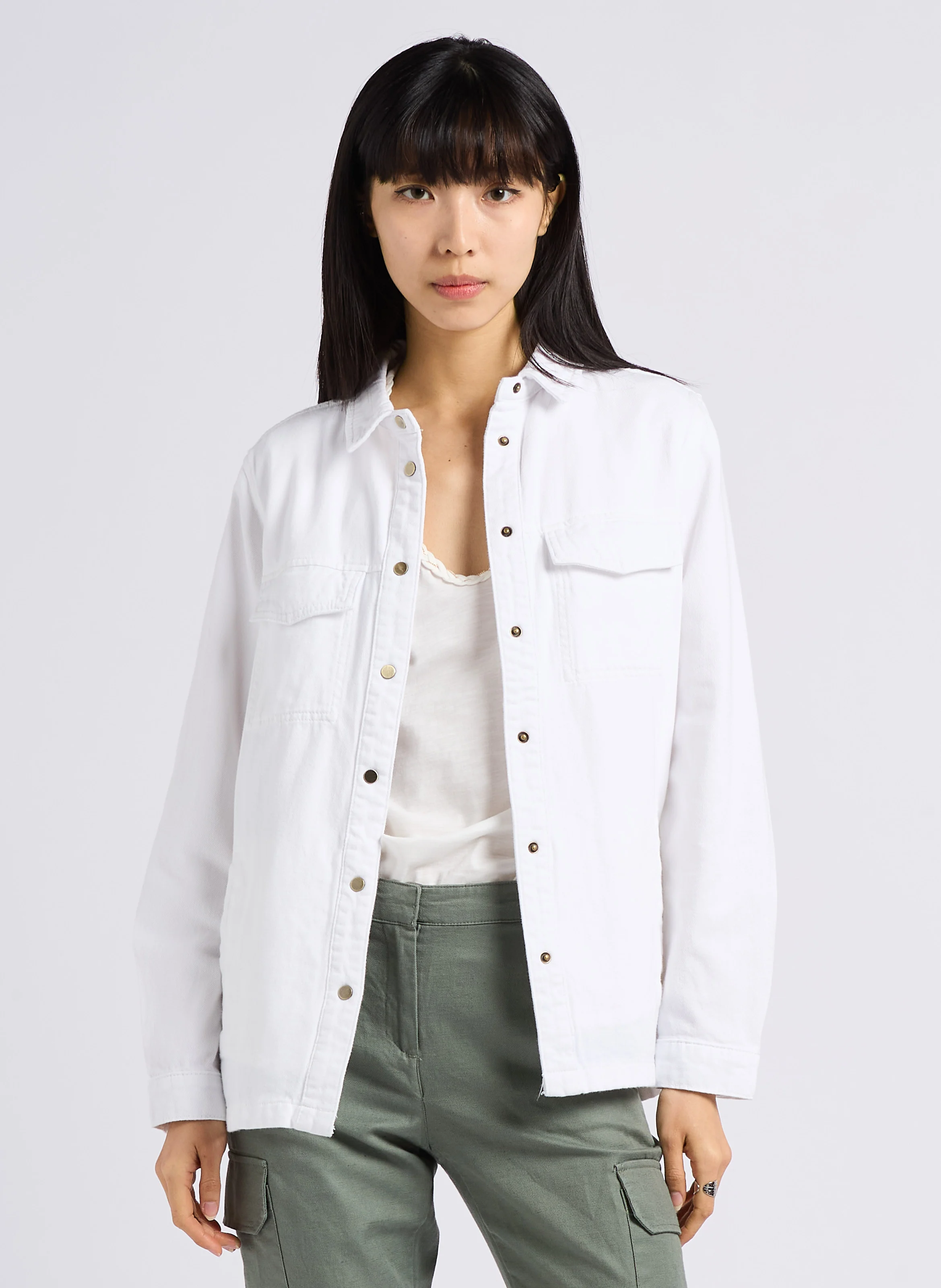 NADINE - Surchemise col classique en coton | Blanc