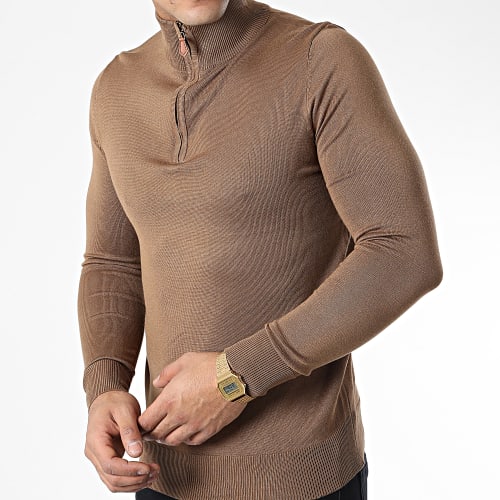 Pull Col Zippé J666 Camel