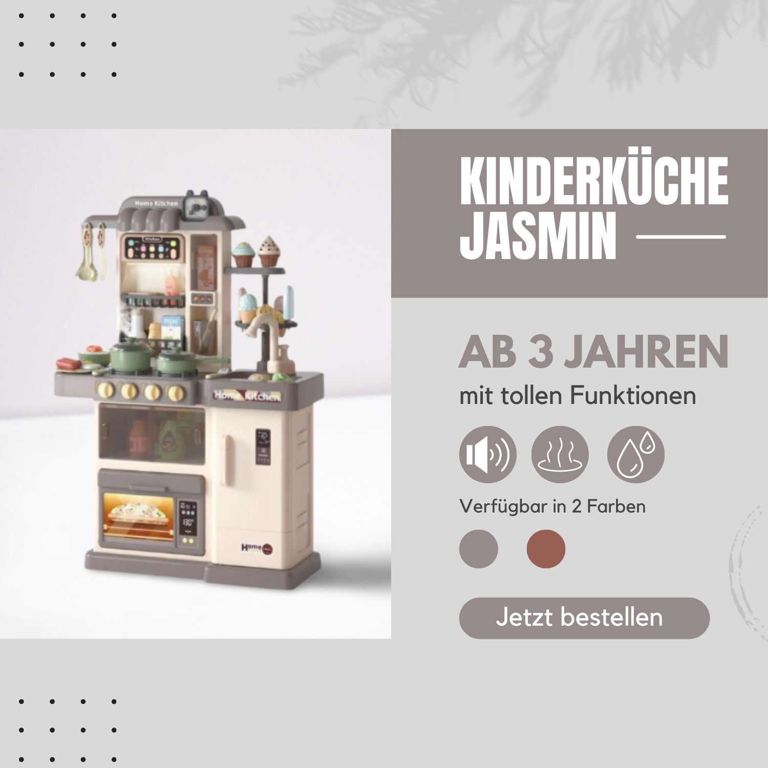 Coemo Kinderküche Jasmin Spielküche mit viel Zubehör Farbe Grau