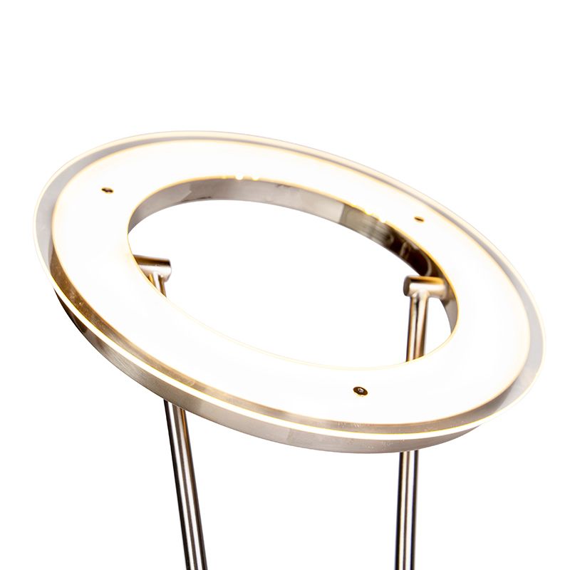 Moderne vloerlamp staal en glas incl. LED met leesarm - Divine