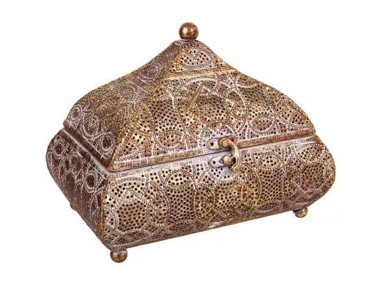 Boîte à bijoux en métal doré 23x16x18h